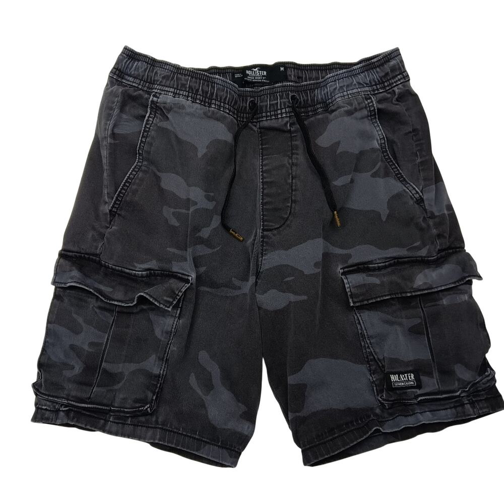 Hollister California Men's Camo Gray Jogger Short 9" Cargo Shorts Size Medium